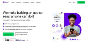 The landing page for builder.ai's website.